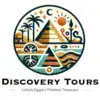 Logo of Discovery Tours featuring Egyptian pyramids.